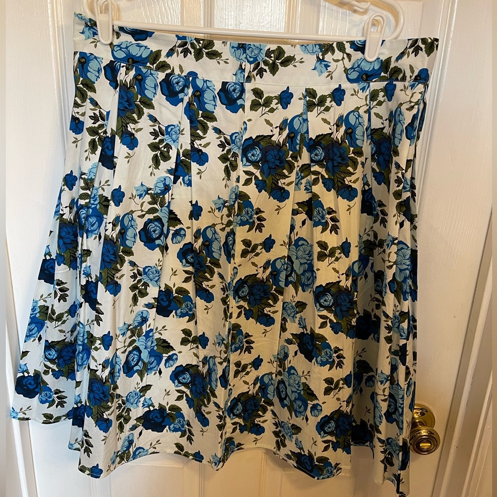 Custom made Blue and White Pleated Swing Skirt for Casual Wear or Dancing